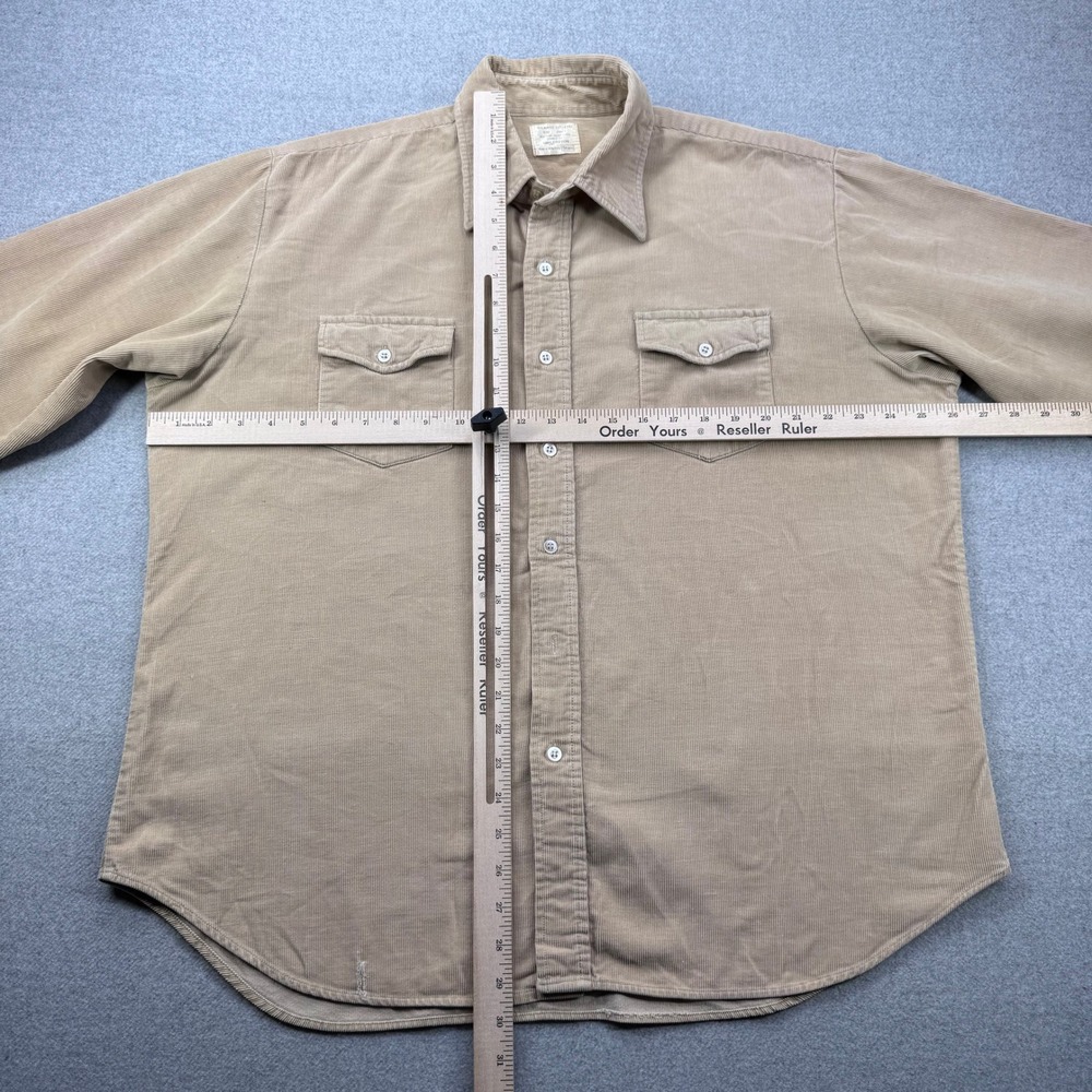 Vintage 70s Sears Corduroy Field Shirt Mens XL Khaki Tan Button Up Workwear FLAW - Picture 6 of 11